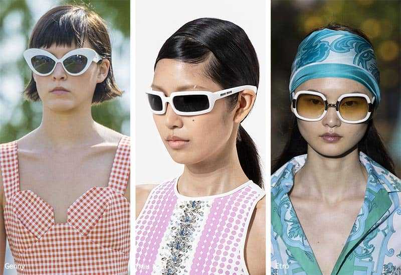 В моде очки оверсайз, модели с цветной оправой, черные стекла, очкиавиаторы и киски Фото с показов модной готовой одежды весналето 2021 и знаменитостей