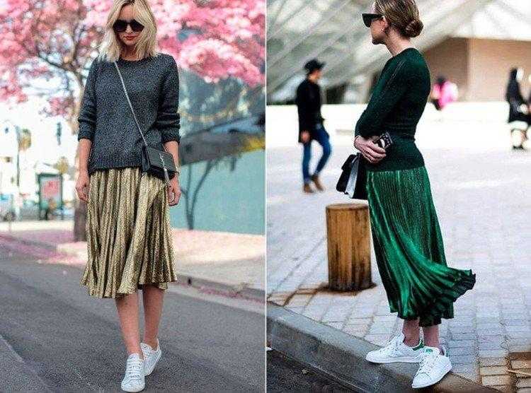 С чем носить юбку плиссе в 2020-2021 году? фото плиссированных юбок. фасоны ниже колена, макси. весна-лето. осень-зима.