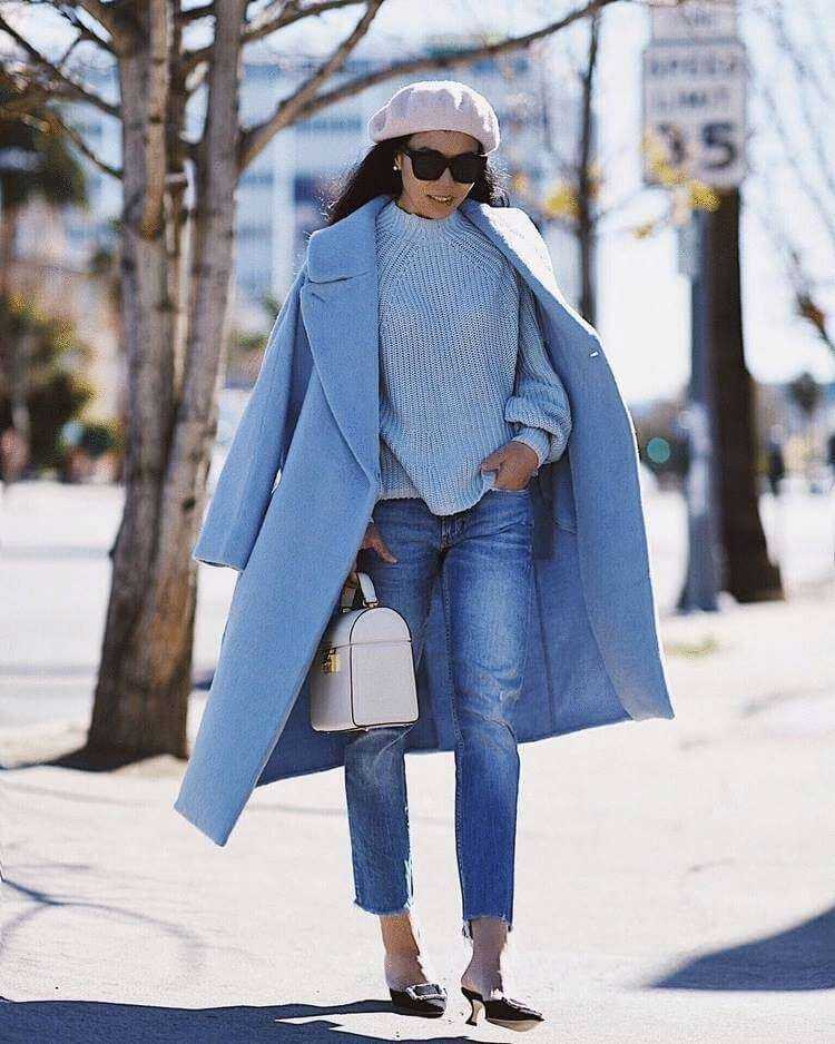 Синее пальто с чем носить, стильные советы и интересные идеи, фото