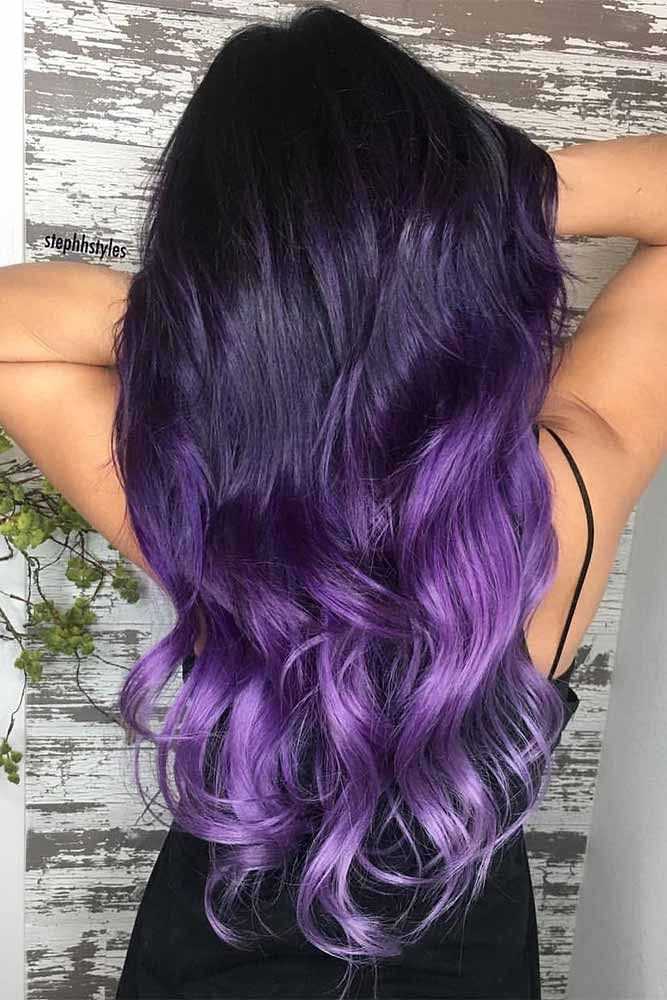 Фиолетовое омбре на темных волосах фото, видео варианты