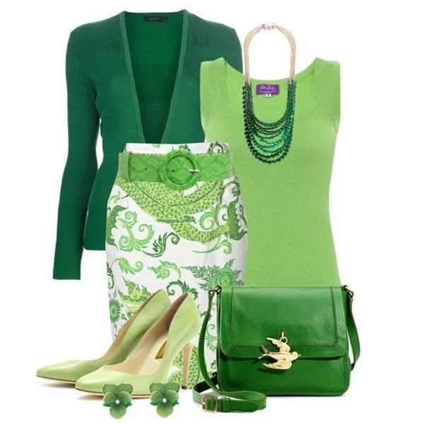 Сочетание цвета светло зеленого в одежде