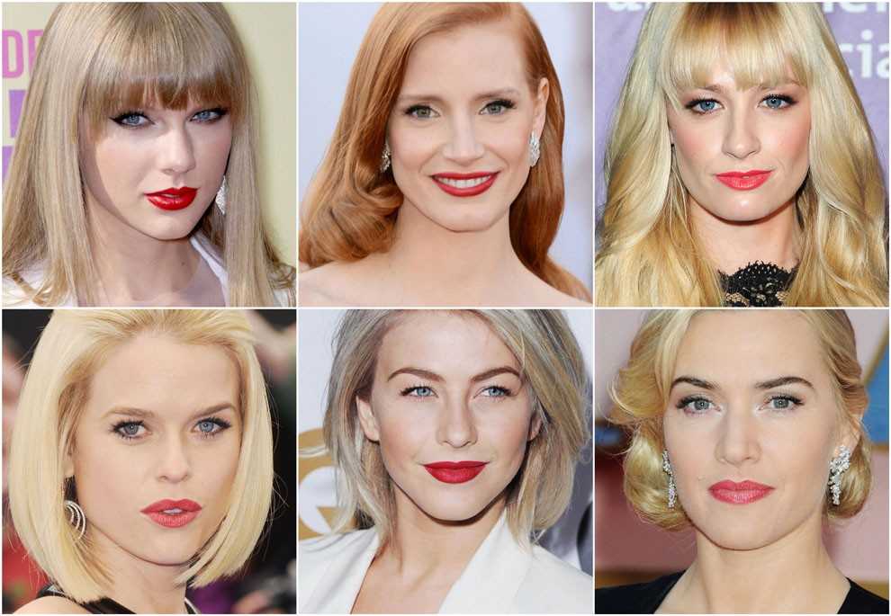 Какой цвет помады подходит блондинкам в зависимости от цвета глаз: примеры с фото