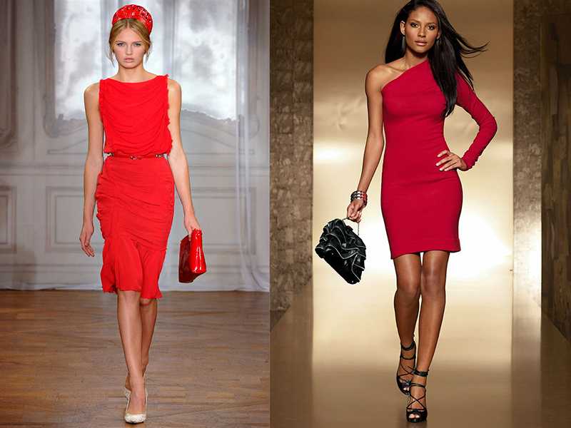 С чем носить красное платье-футляр: сочетания для любых случаев